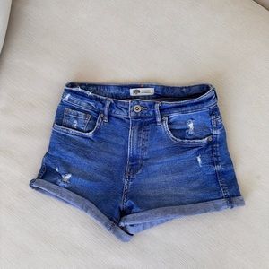 Zara denim high waist, distressed jeans shorts